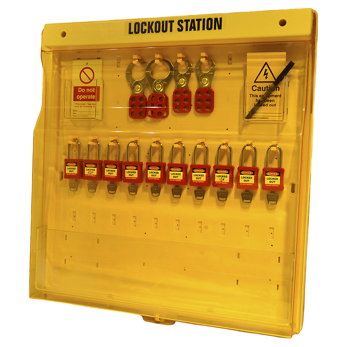 Ultimate Lockout Board Station Kits | Various Configurations, Ultimate Lockout Board Station Kits | Various Configurations, Lockout Board B | With Cover | 10 Station | Yellow-3
