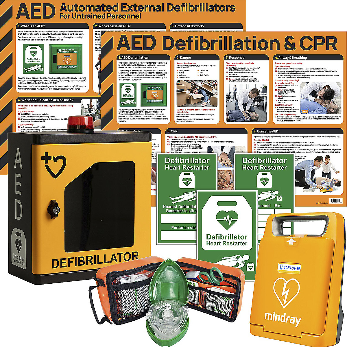 Mindray BeneHeart C1A AED Package with HypaGuard Indoor Cabinet