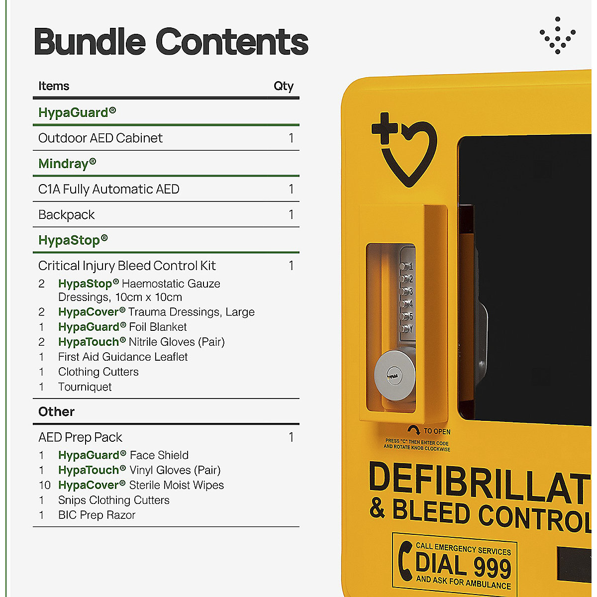 Mindray BeneHeart C1A AED Package with HypaGuard Outdoor Cabinet (Product illustration 4)-3