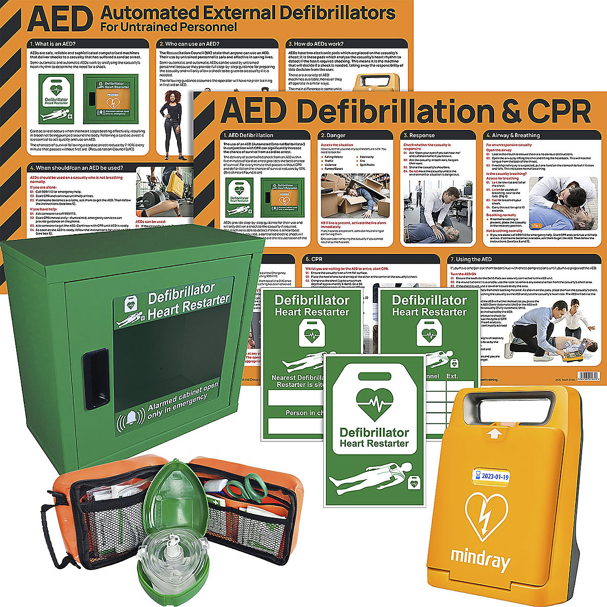 Mindray BeneHeart C1A AED Package with Wall-Mount Cabinet