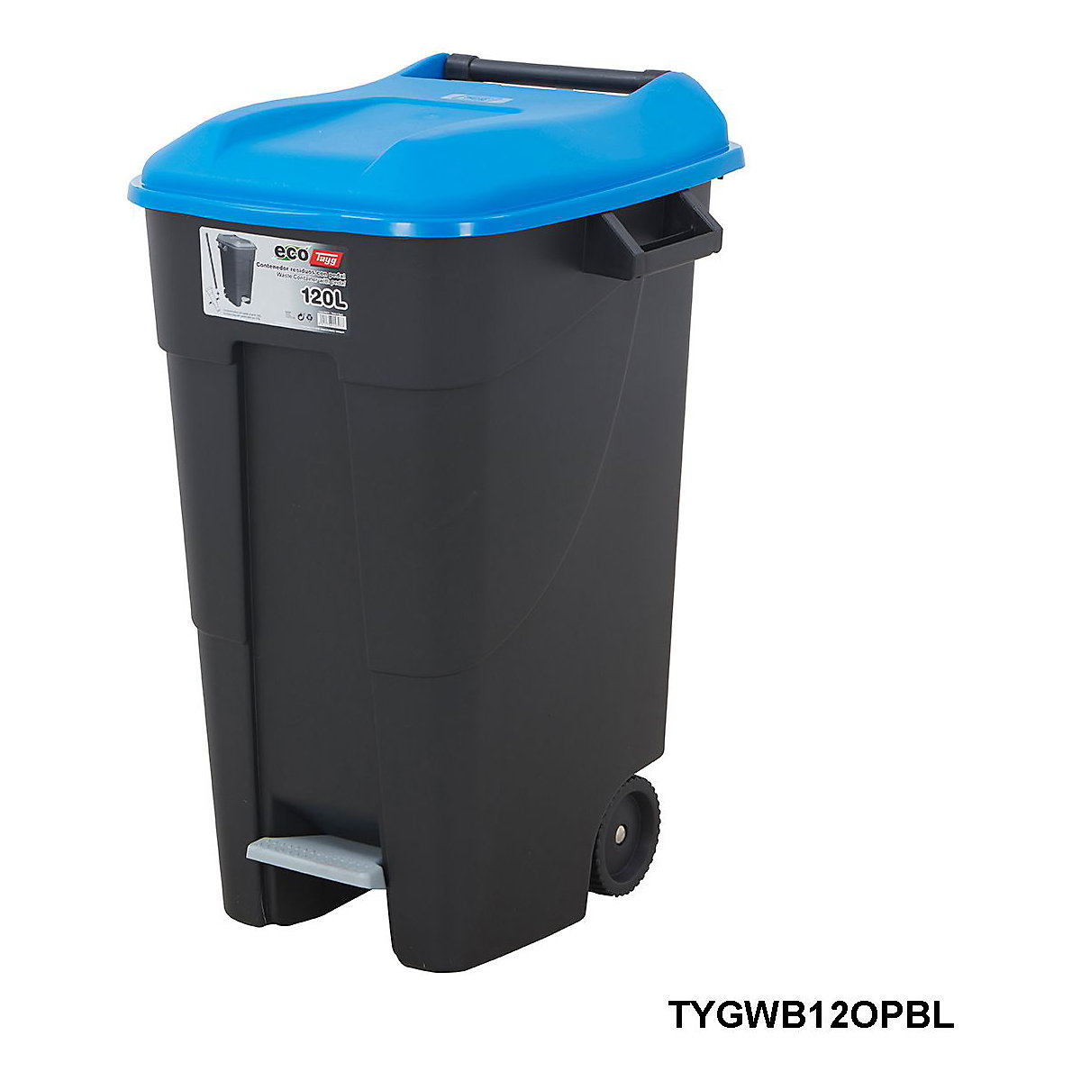 BiGDUG Essentials 80 & 120 Litre Wheelie Bins, BiGDUG Essentials 80 & 120 Litre Wheelie Bins, BiGDUG Essentials 120 Litre Wheelie Bin | 886h x 568w x 600d mm | Blue Lid With Pedal-8