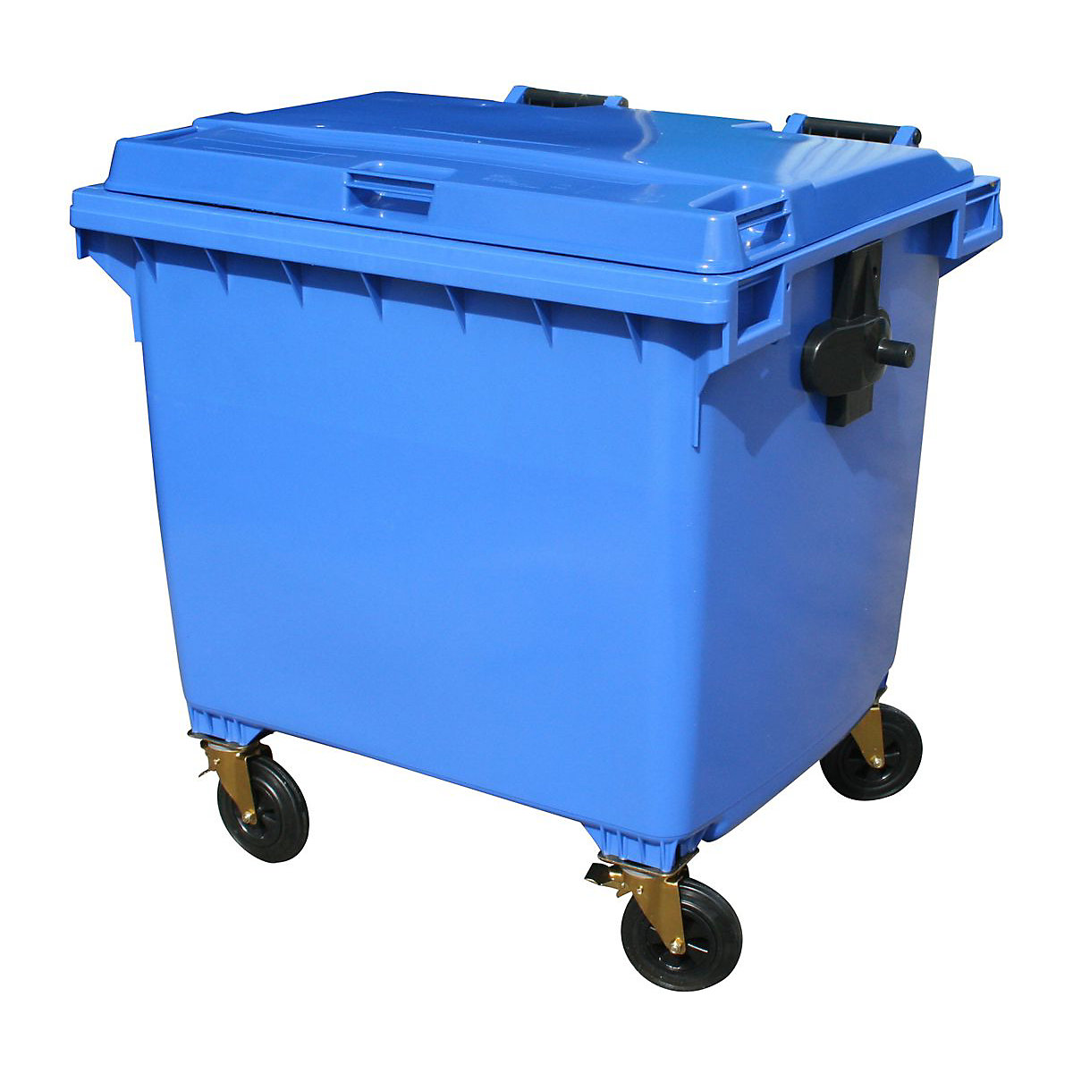 Commercial Wheelie Bins | 660L & 1100L, Commercial Wheelie Bins | 660L & 1100L, Commercial Wheelie Bin | 1350h x 1360w x 1080d mm | Includes Lid With Lock | 1100 Litre | Blue-3