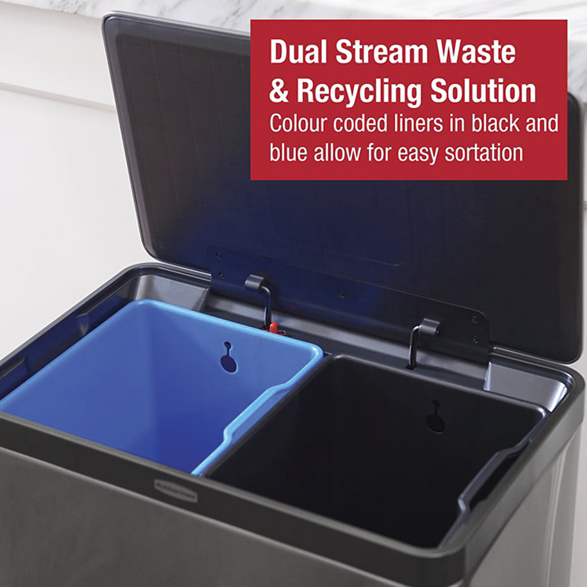 Rubbermaid Elite Dual Stream Stainless Steel Step-On Bins (Product illustration 3)-2