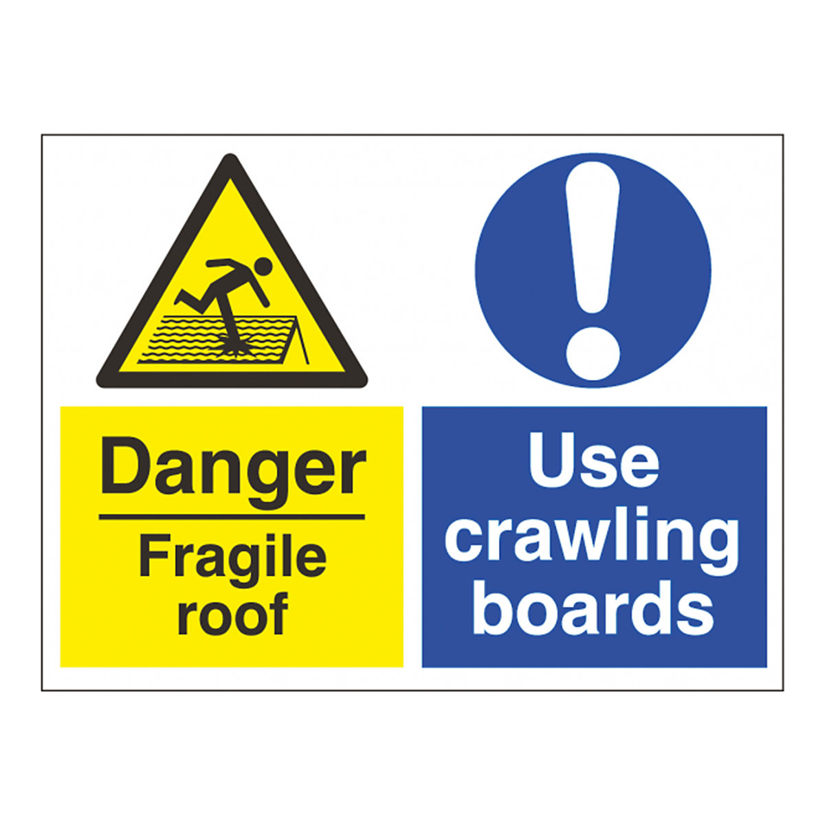 Danger Fragile Roof Crawling Boards Safety Sign