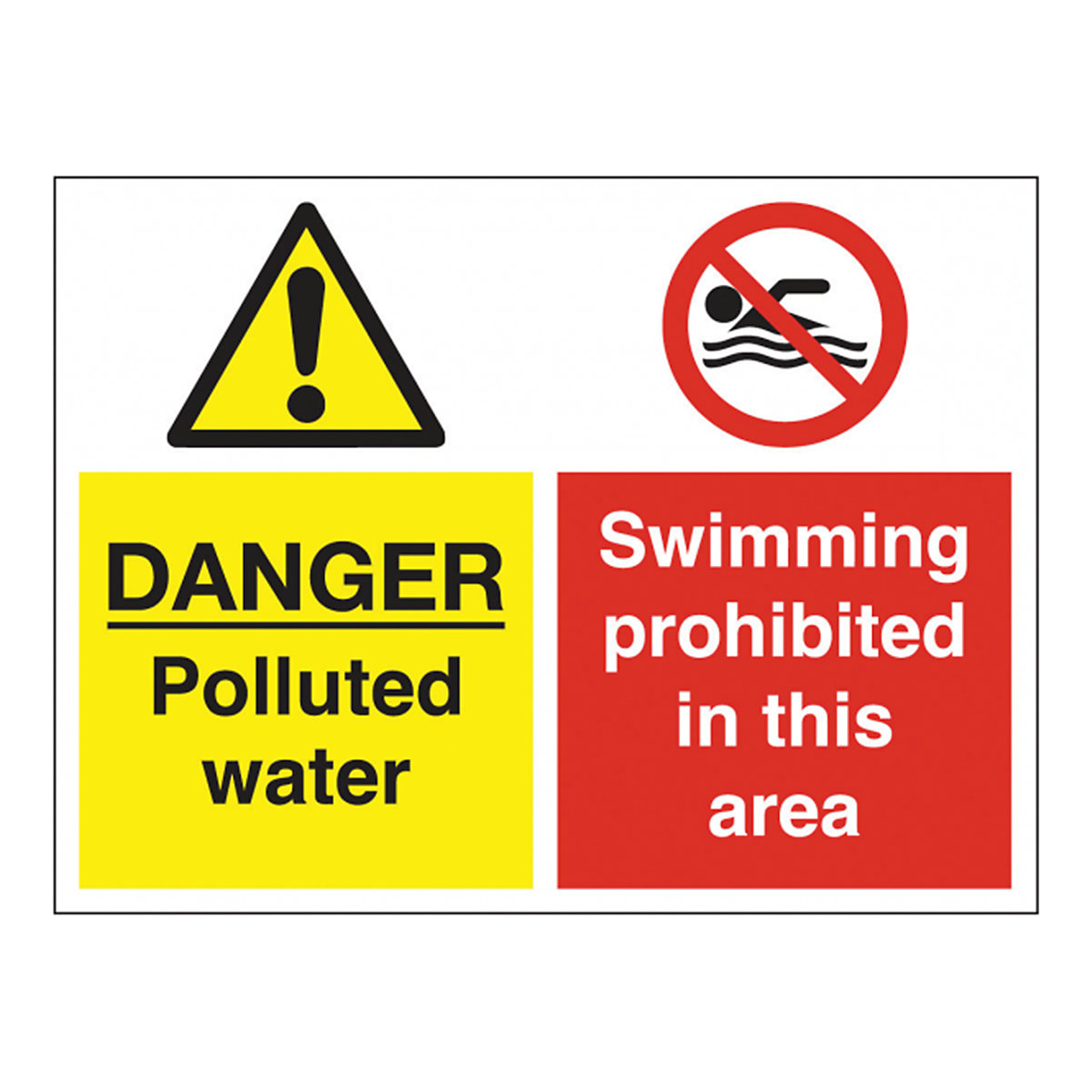 Danger Polluted Swimming Prohibited Safety Sign