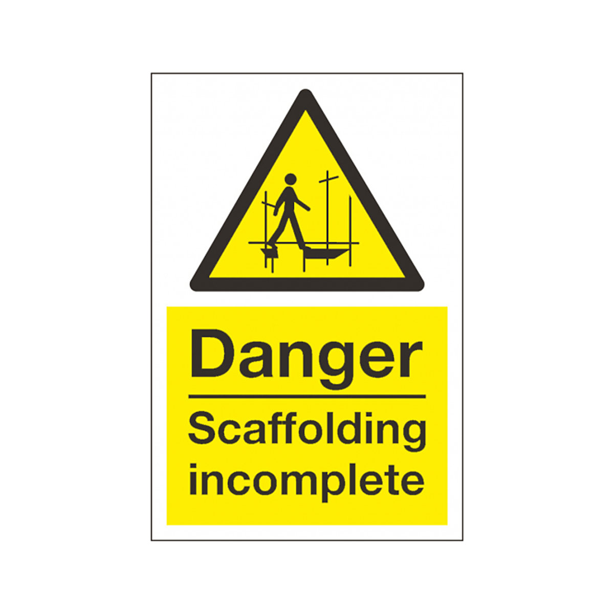 Danger Scaffolding Incomplete Safety Signs From BiGDUG, Danger Scaffolding Incomplete Safety Signs From BiGDUG, Danger Scaffolding Incomplete 400mm X 600mm 4mm Fluted Correx®-1