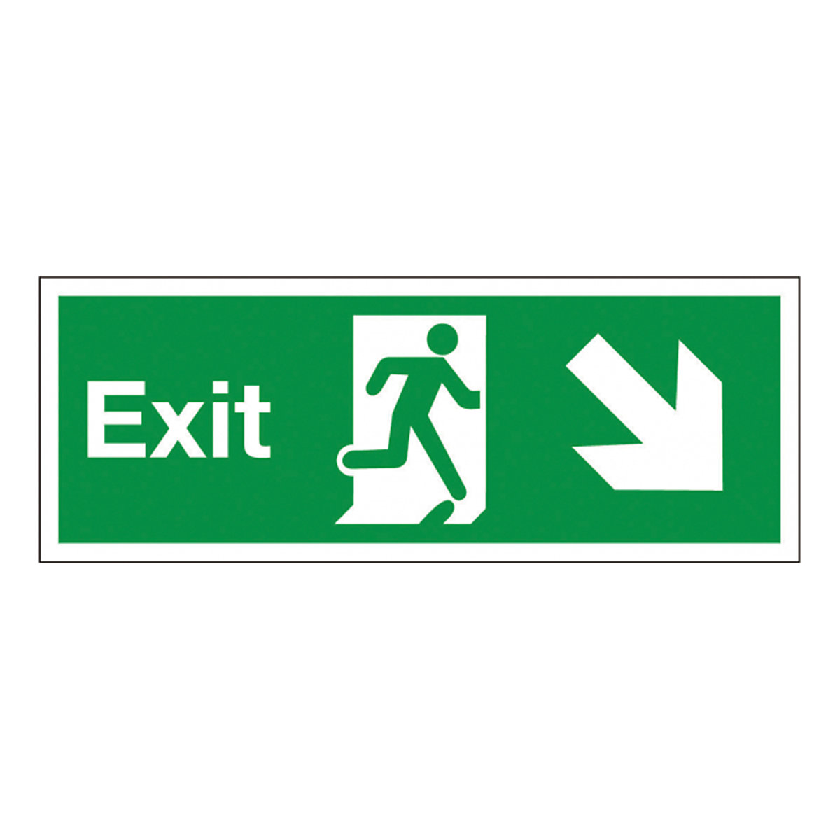 Directional Exit Signs, Directional Exit Signs, Directional Exit Signs | 600mm x 200mm | 1mm Rigid Plastic | Down Right-1