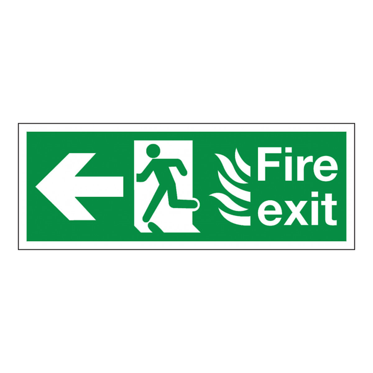 Directional Flame Fire Exit Signs, Directional Flame Fire Exit Signs, Directional Flame Fire Exit Signs | 400mm x 150mm | Self Adhesive Vinyl | Left-1