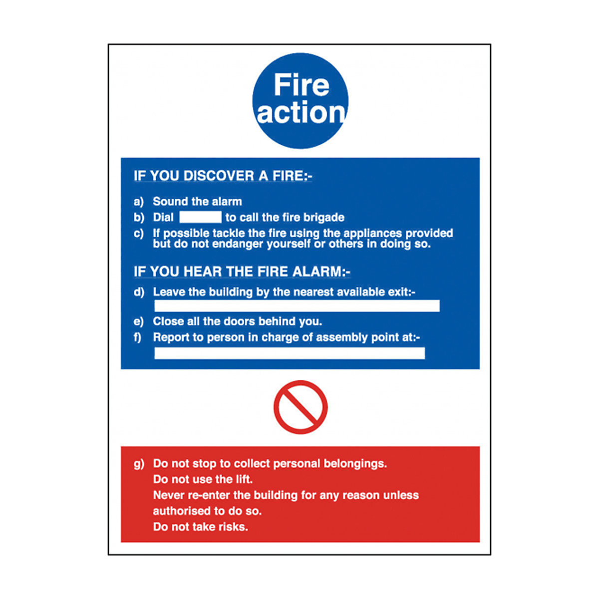 Fire Action If You Discover Safety Signs