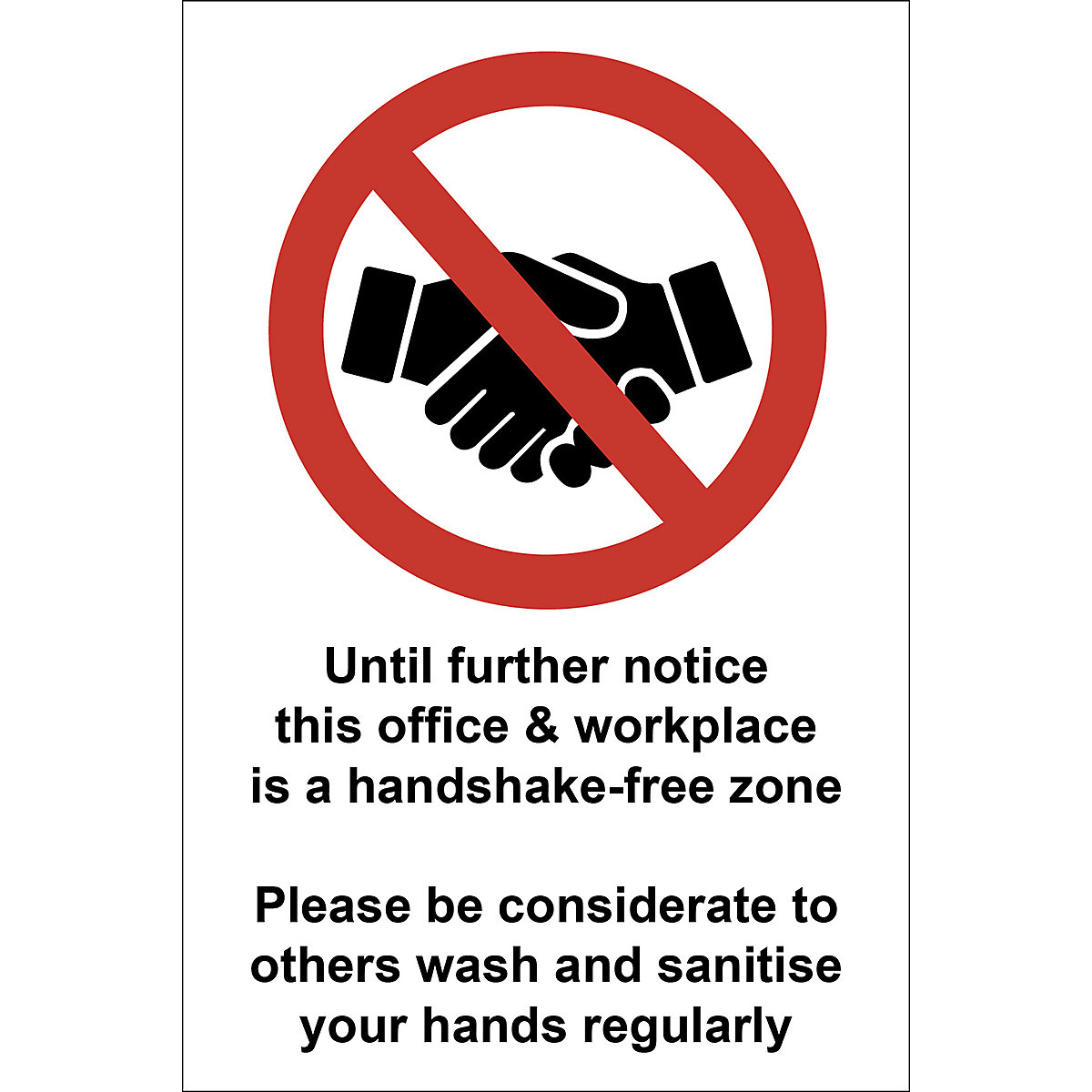 Handshake Free Zone Safety Sign