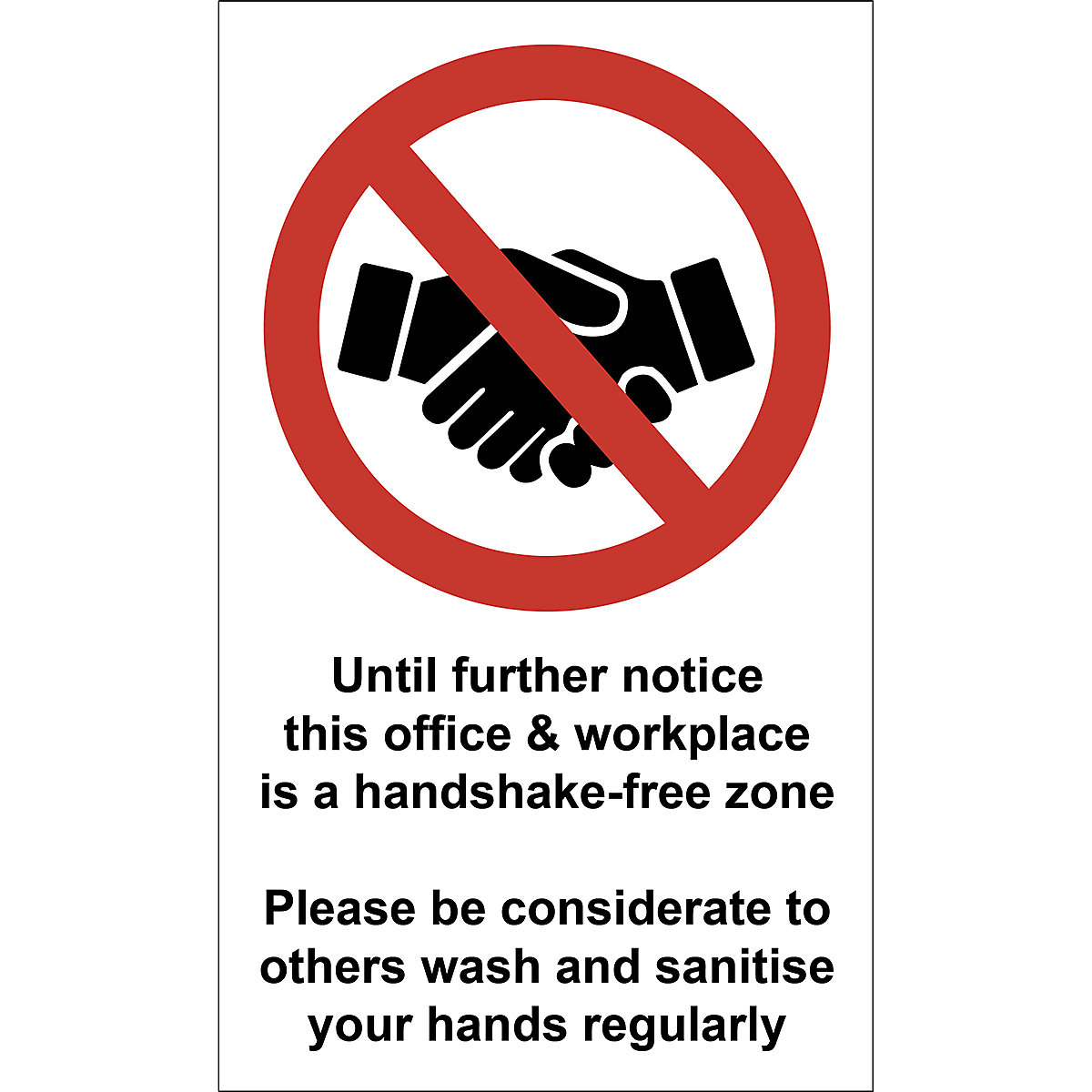 Handshake Free Zone Safety Signs | Standard or Floor Signs