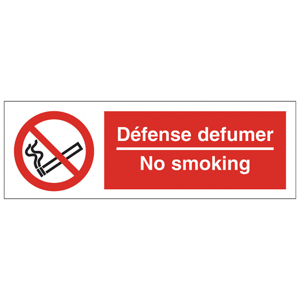 Horizontal Defense Defumer No Smoking Safety Sign