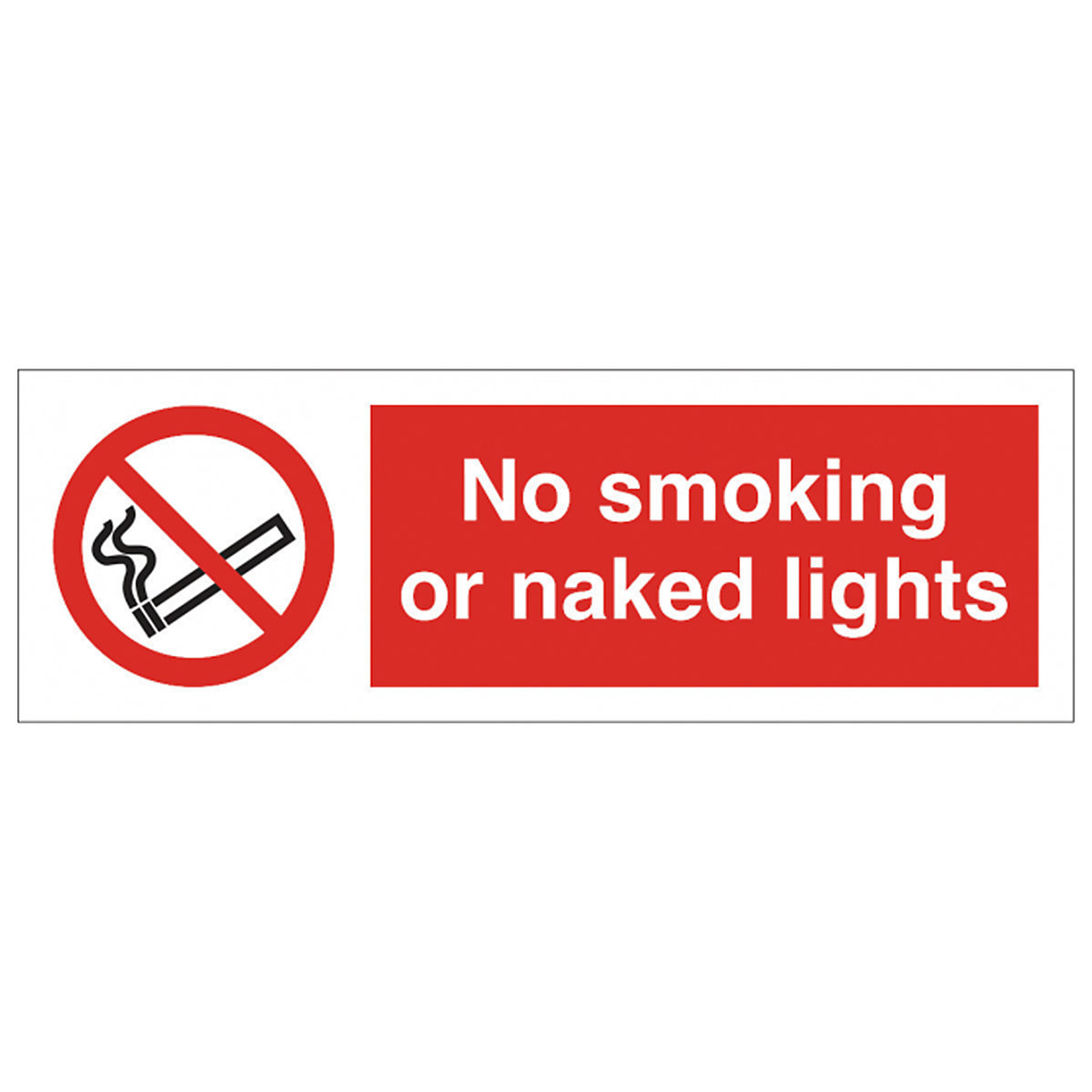 Horizontal No Smoking Or Naked Lights Safety Sign