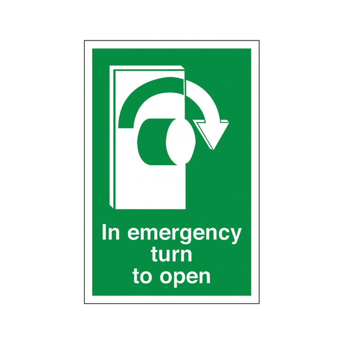 In Emergency Turn To Open Right Safety Sign