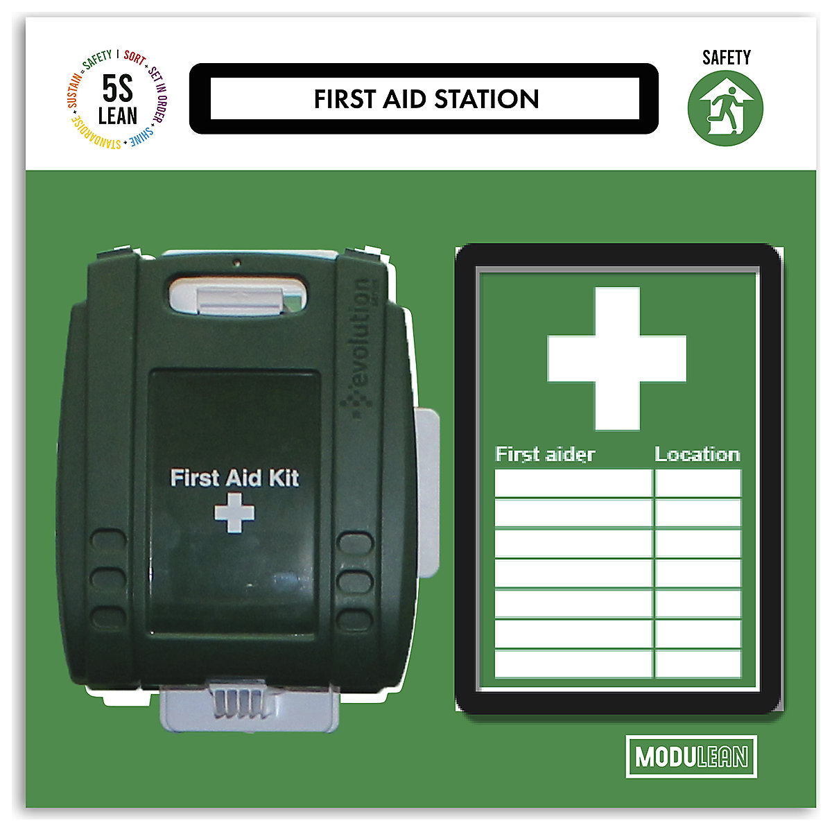 Modulean Lite Shadow Boards | 500h x 500w | With Optional Mobile Stand, Modulean Lite Shadow Boards | 500h x 500w | With Optional Mobile Stand, Modulean Lite Shadow Board | First Aid Board | 500h x 500w mm | Green-9