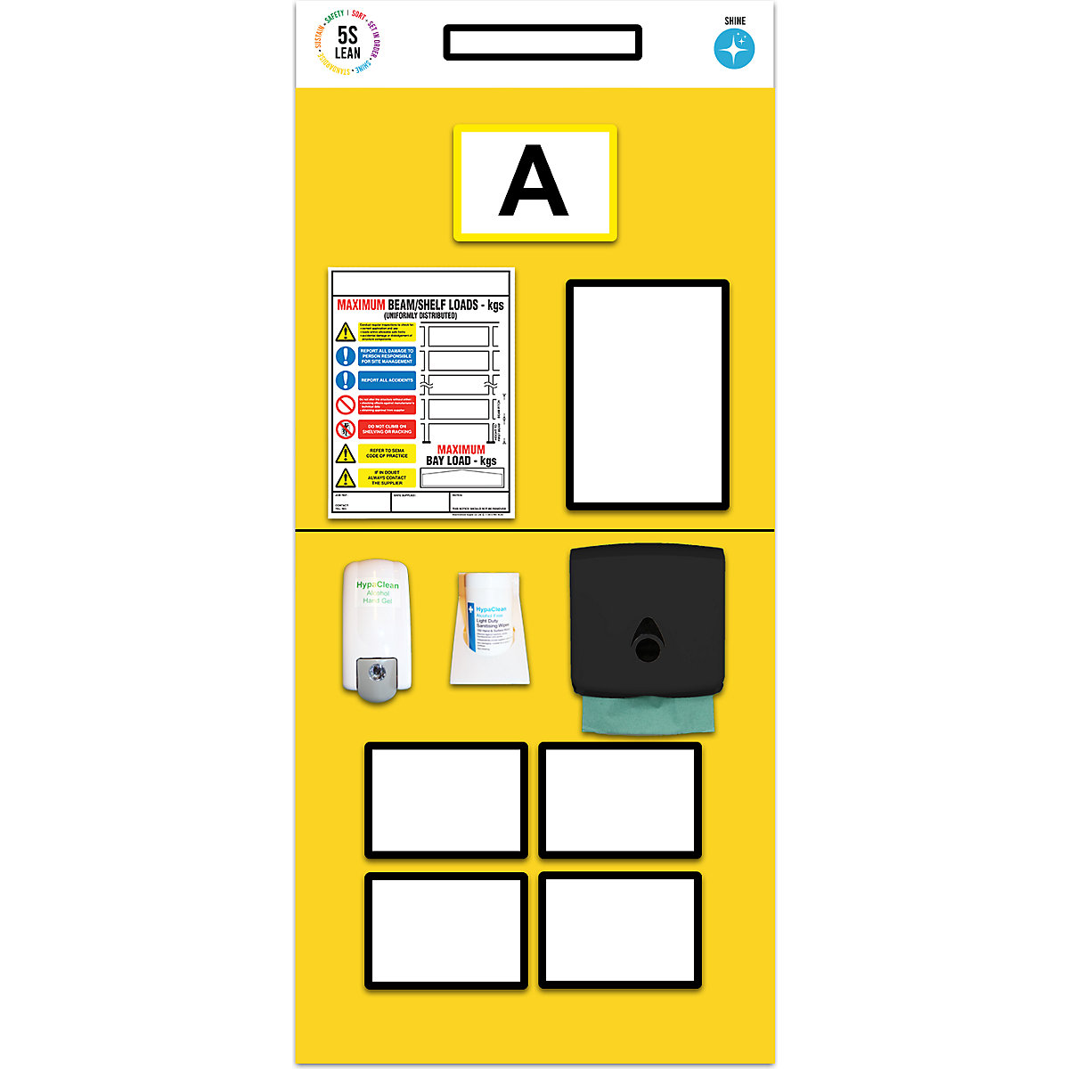 Modulean Rack End Shadow Boards, Modulean Rack End Shadow Boards, Modulean Rack End Shadow Board | Sanitising | Single Marker | Yellow-5