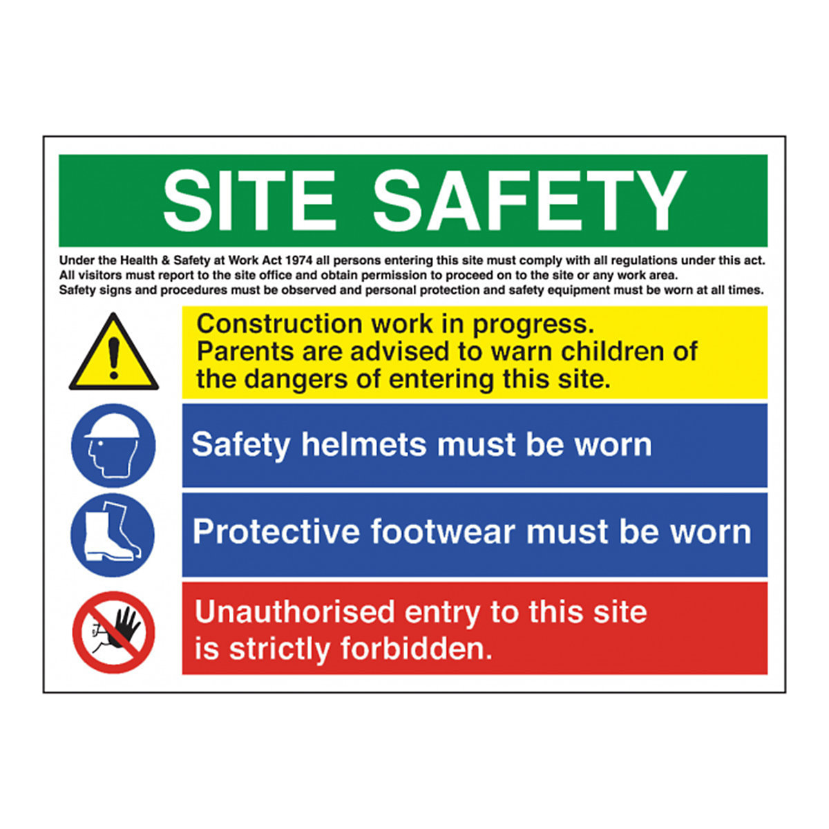 Multipurpose Construction Site Safety Signs, Multipurpose Construction Site Safety Signs, Multipurpose Construction Site Safety Signs | 800mm x 600mm | 1mm Rigid Plastic | Helmets-1