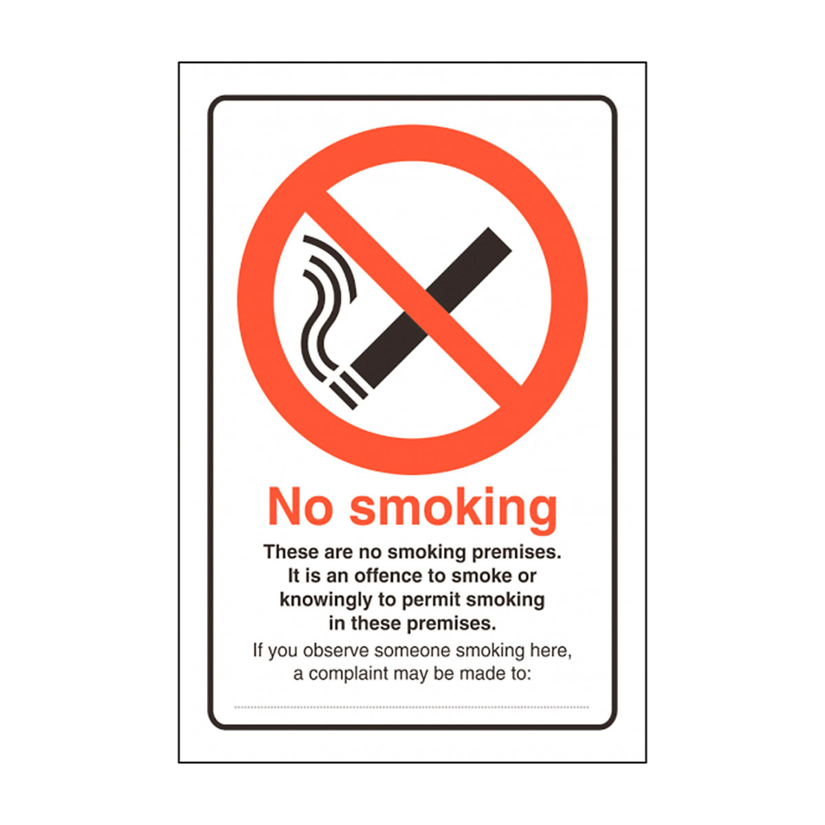 No Smoking Regulation Safety Sign