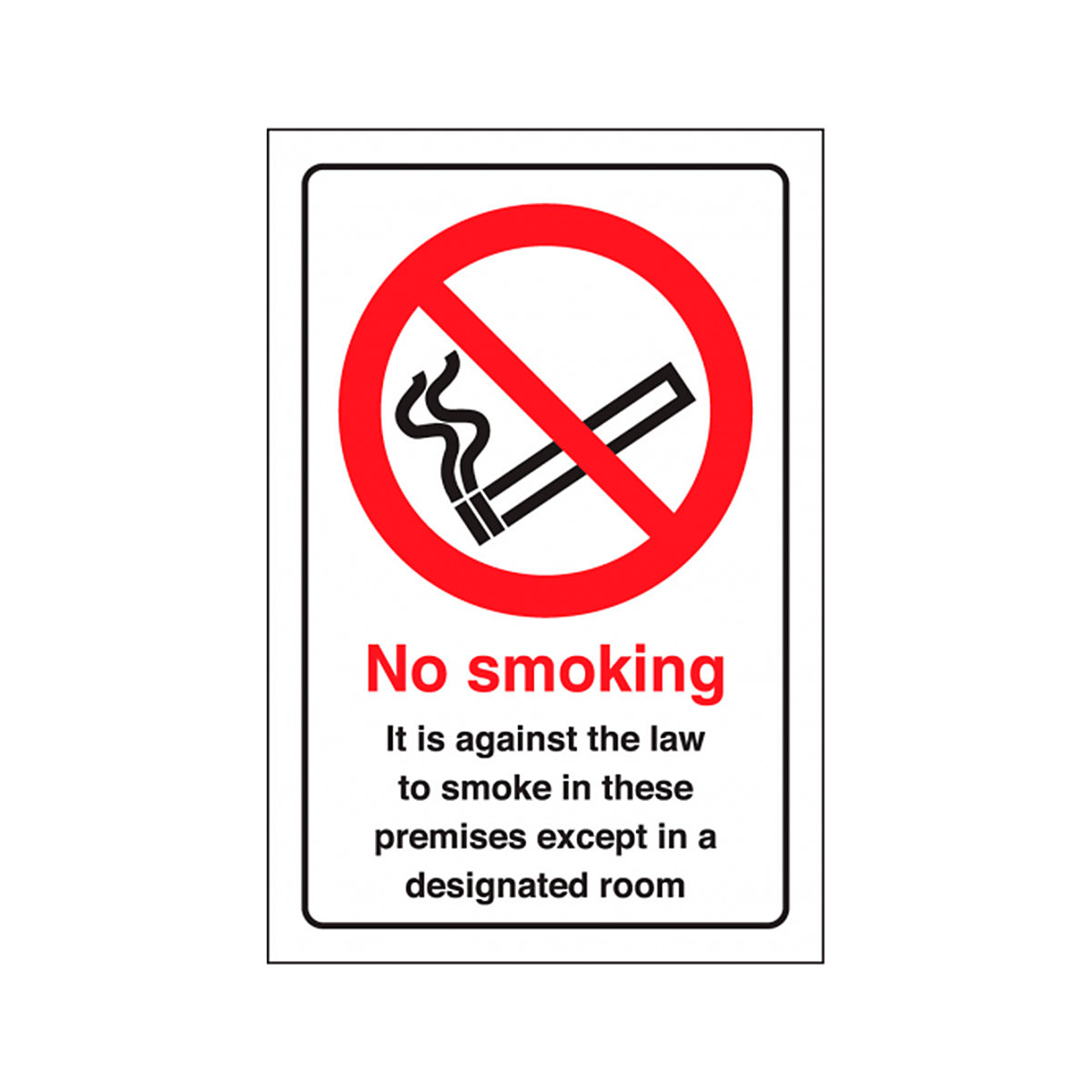 No Smoking Sign Except In Designated Room | English or Welsh