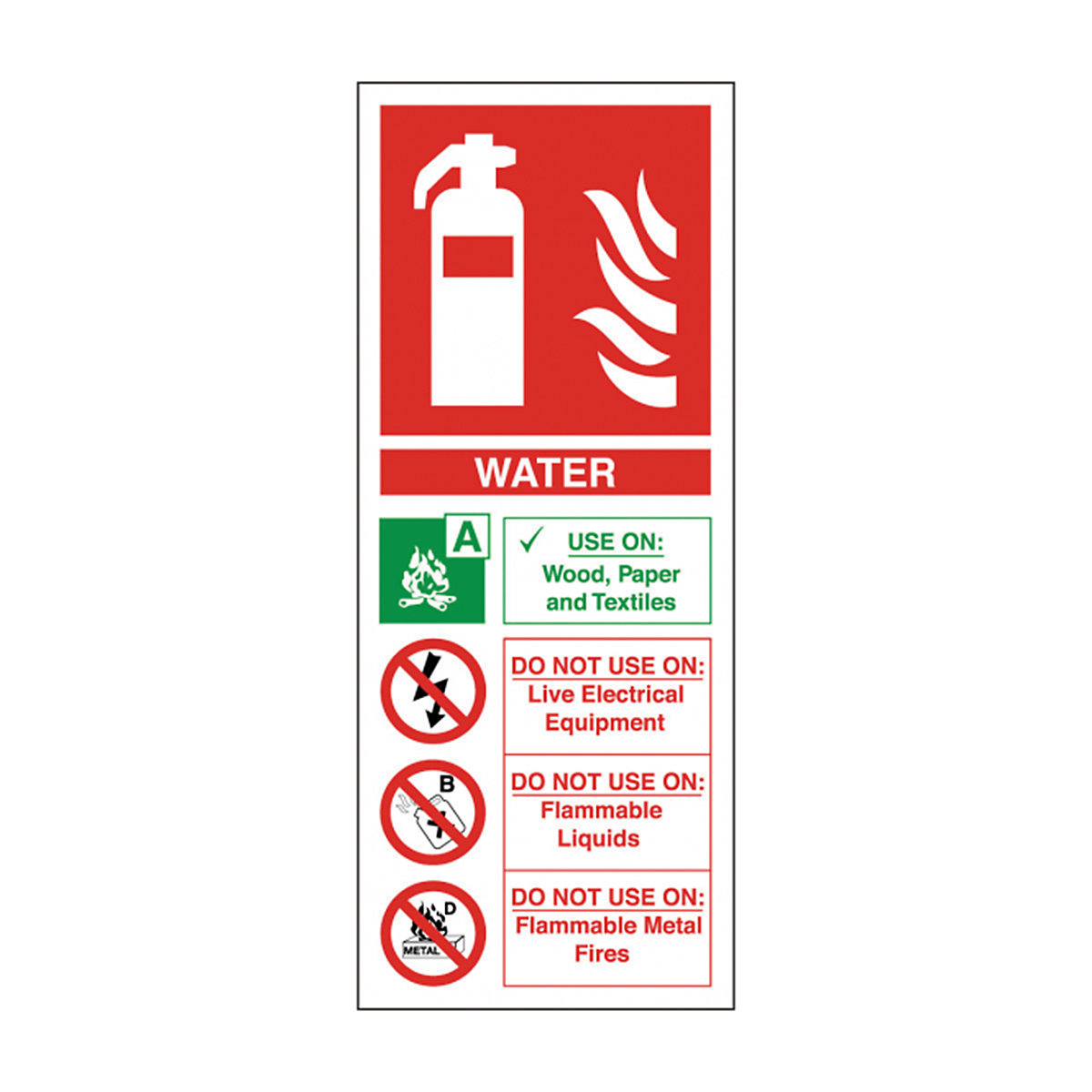 Water En3 Extinguisher Safety Signs