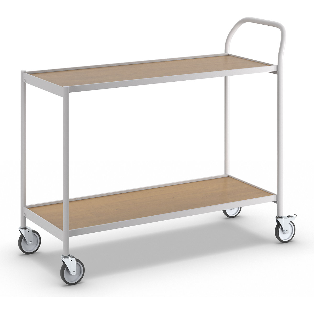 Stolový vozík – HelgeNyberg, 2 poschodia, d x š 1000 x 420 mm, šedá/dub-8