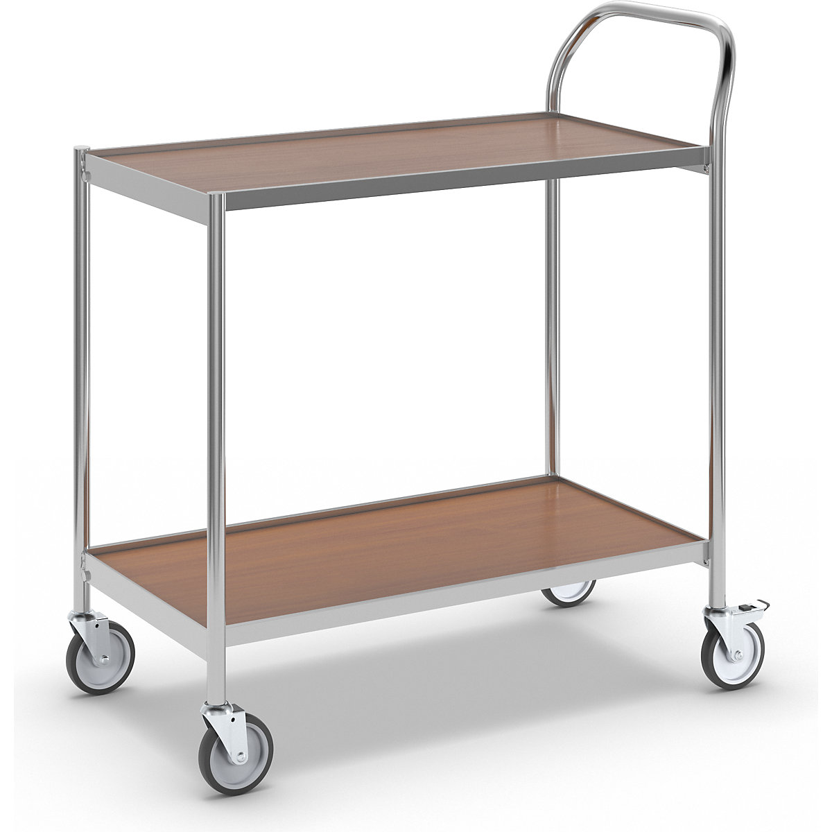 Stolový vozík – HelgeNyberg, 2 poschodia, d x š 800 x 420 mm, chróm/buk-11