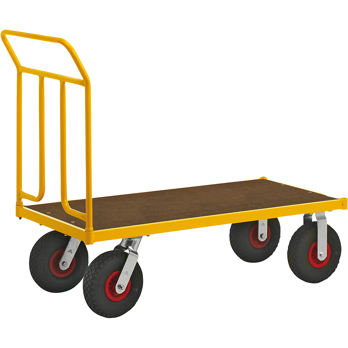Plošinový vozík KM144 – Kongamek, d x š x v 1336 x 650 x 1090 mm, 2 otočné a 2 pevné kolieska, od 2 ks-5
