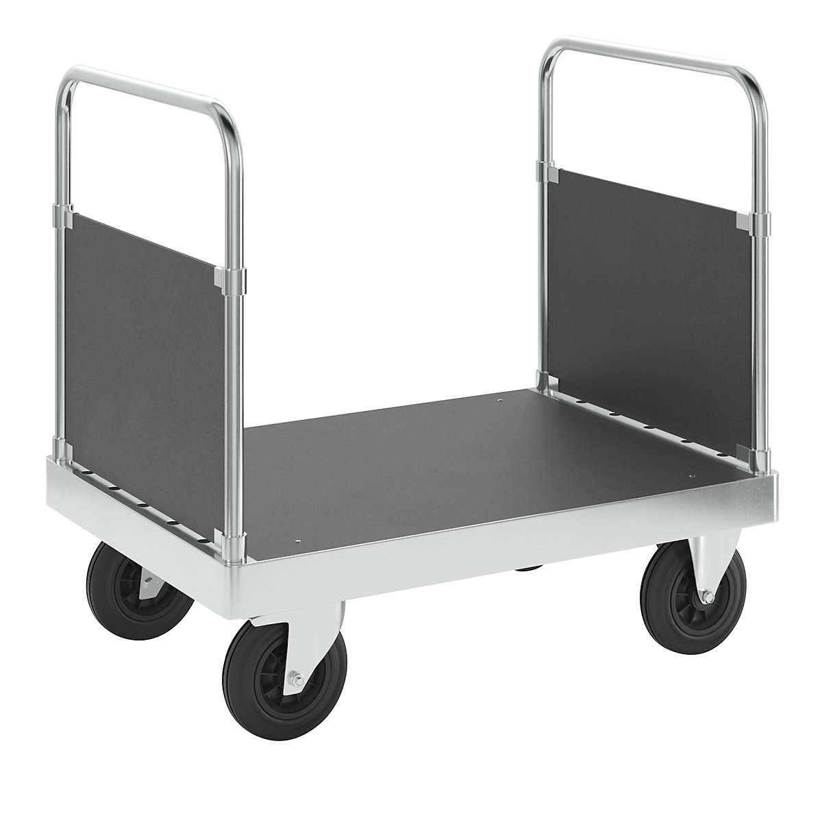 Pozinkovaný plošinový vozík JUMBO – Kongamek, s 2 čelnými stenami, dĺžka 1000 mm, so zaistením-12
