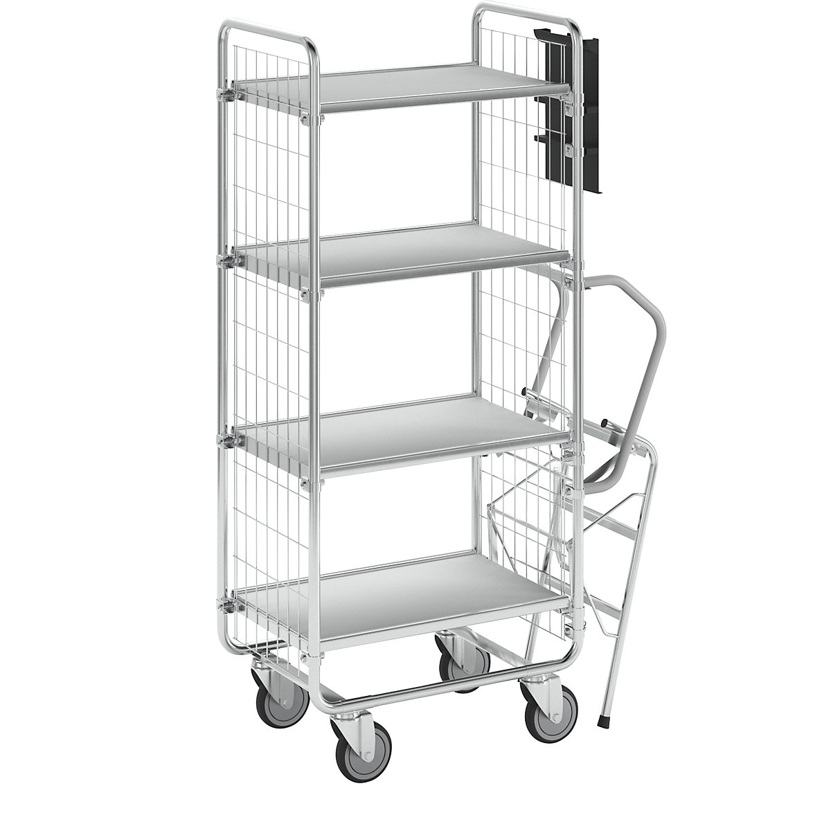 Rebríkový vozík SERIE 100 – HelgeNyberg, 4 police, d x š x v 890 x 460 x 1585 mm-3