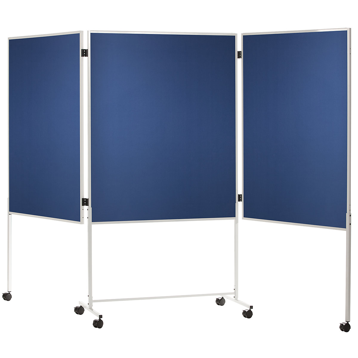Panel para conferencias, desplazable, tapizado de tela, azul, H x A x P 1800 x 2800 x 500 mm, de tres piezas-5