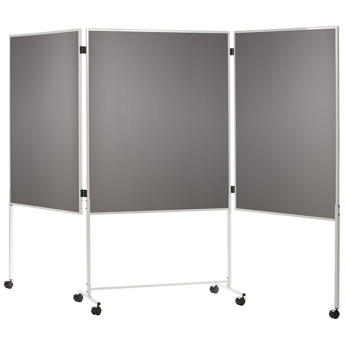 Panel para conferencias, desplazable, tapizado de tela, gris, H x A x P 1800 x 2800 x 500 mm, de tres piezas-4