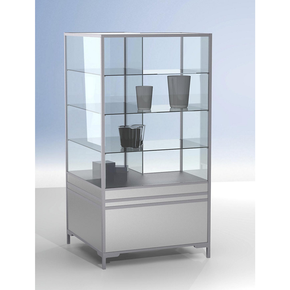 Módulo esquinero de vitrina LINK, 2/3 acristalada, 3 baldas, H x A x P 1900 x 1000 x 1000 mm