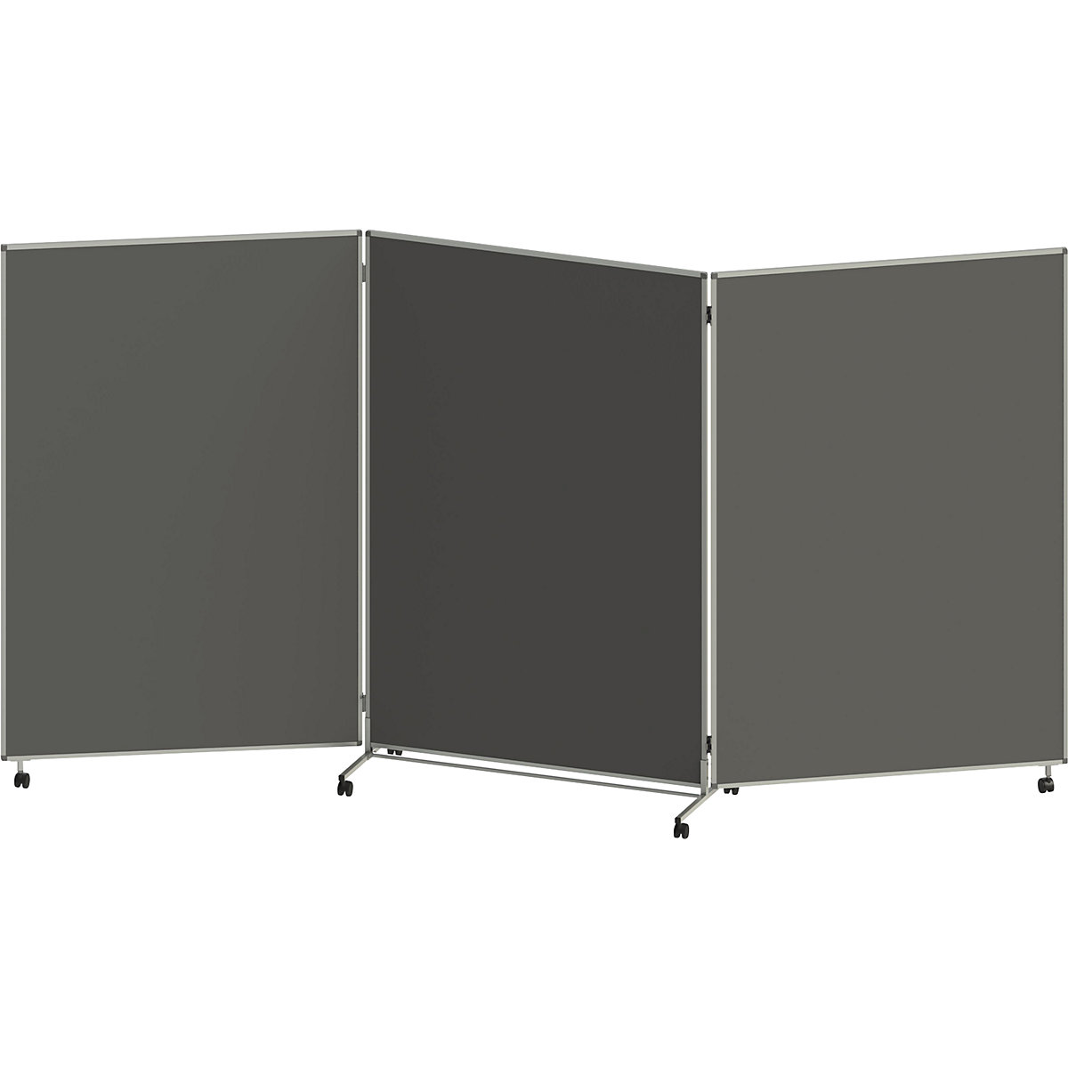 Presentatiewand, vouwbaar en verrijdbaar – eurokraft basic, h x b x d = 1905 x 3640 x 500 mm, donkergrijs-4