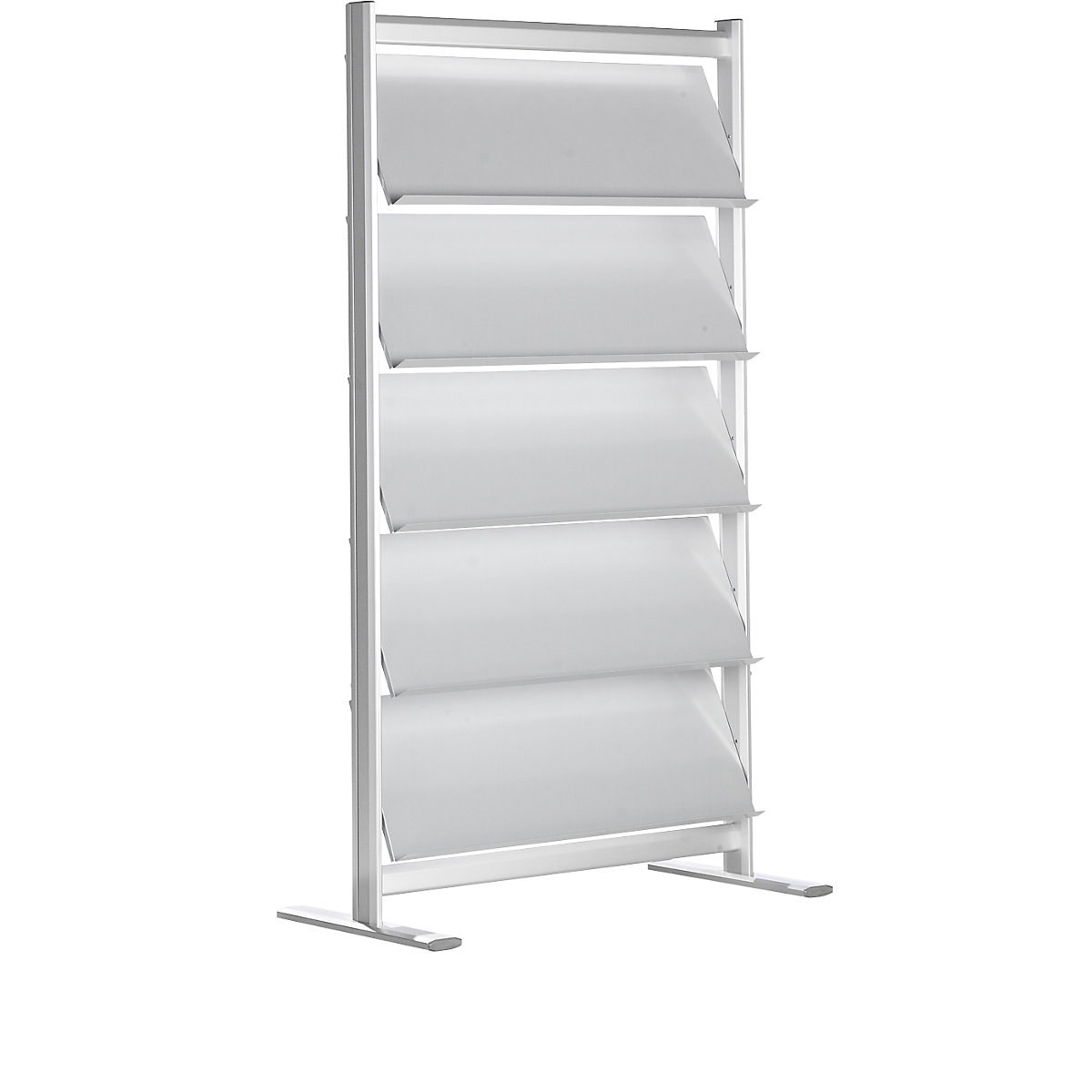 Brochure rack – eurokraft pro, silver anodised, for 20 x A4-4