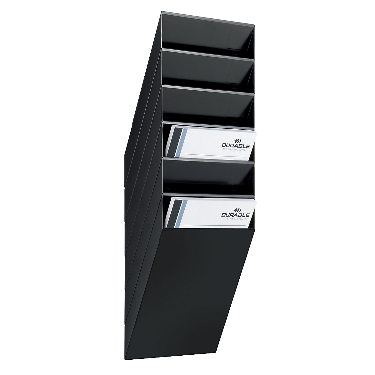 Wall mounted brochure racks – DURABLE, portrait format, 6 x A4, pack of 2, black-8