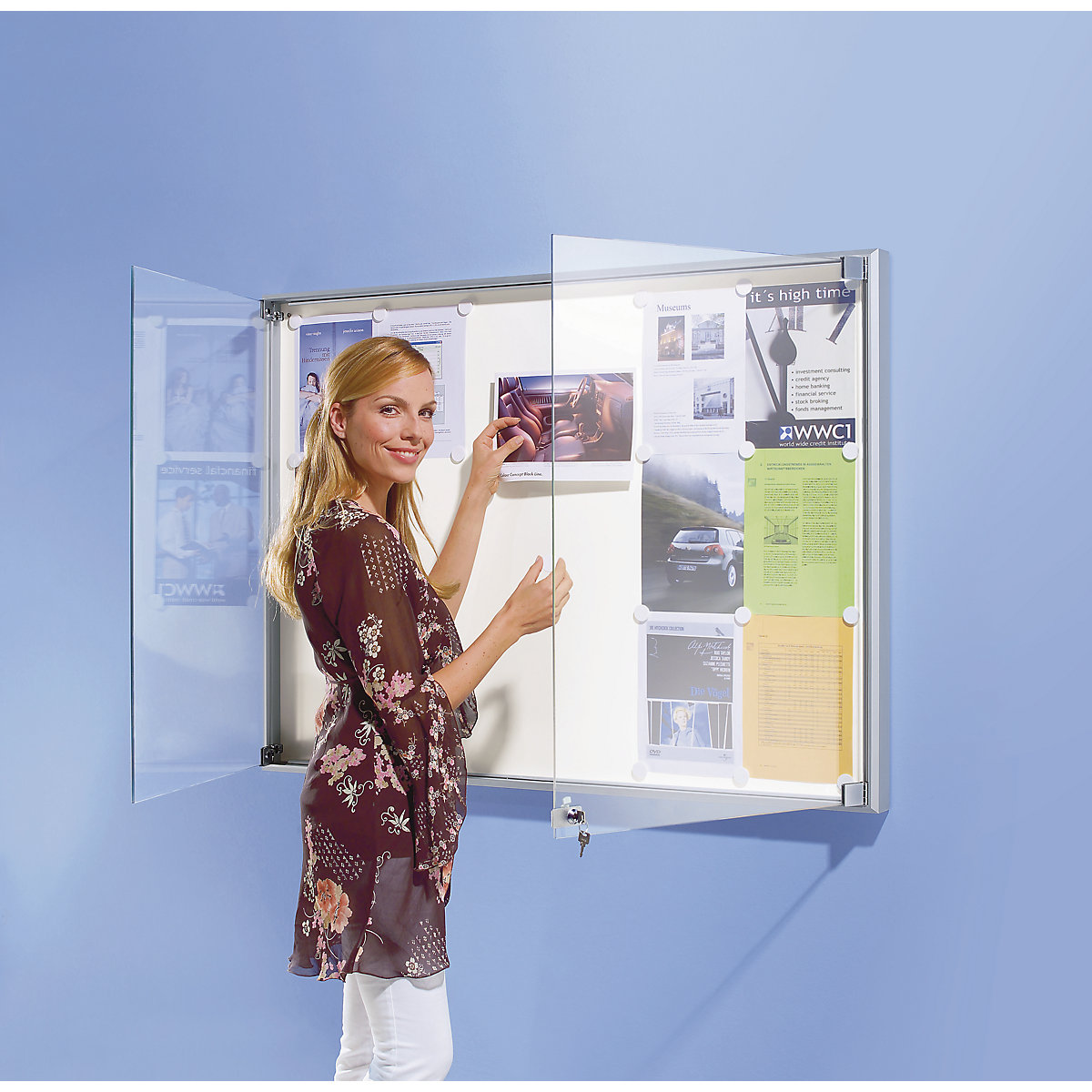 Display case, aluminium frame, double doors – eurokraft pro (Product illustration 3)-2