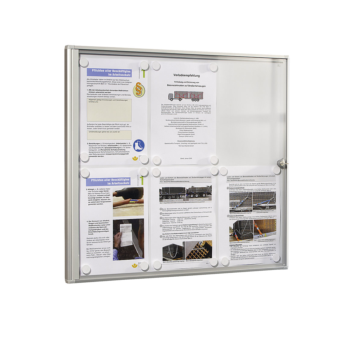 Information display case for indoor use – eurokraft basic, metal rear panel, 6 x A4 sheets, HxW 655 x 711 mm-1