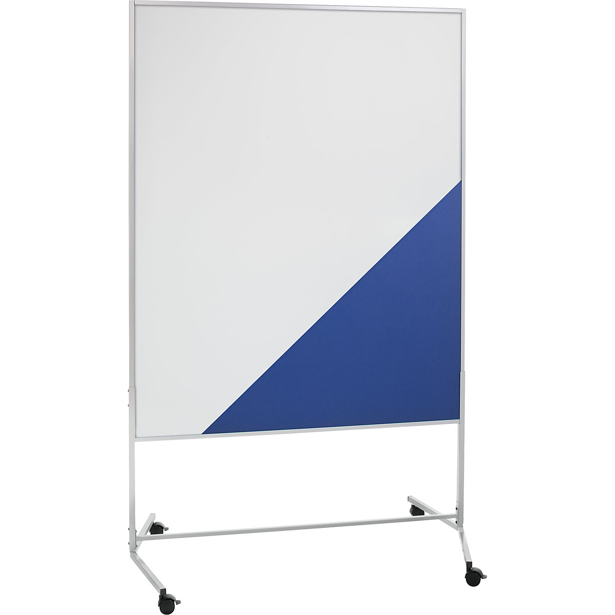Mobile pinboard – eurokraft basic, fabric covering/whiteboard, WxH 1200 x 1500 mm, blue-7