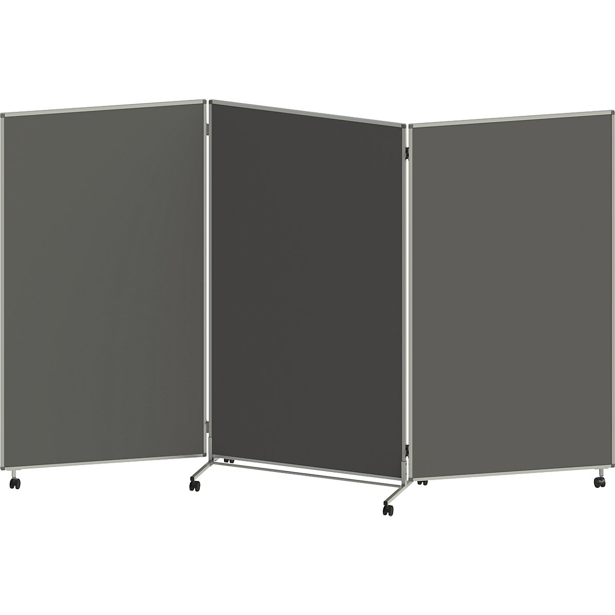 Presentation board, folding and mobile – eurokraft basic, HxWxD 1905 x 3040 x 500 mm, dark grey-10