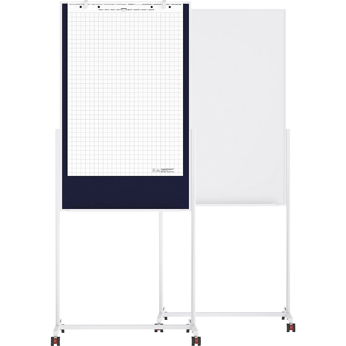 Universal board – magnetoplan, board size 750 x 1200 mm, whiteboard / blue felt-7