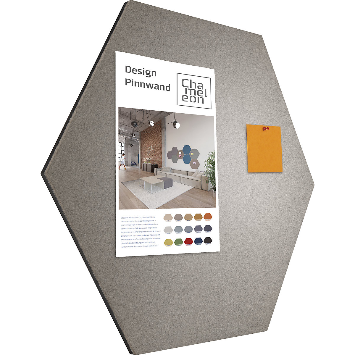 Hexagonal designer pin board – Chameleon (Product illustration 2)-1