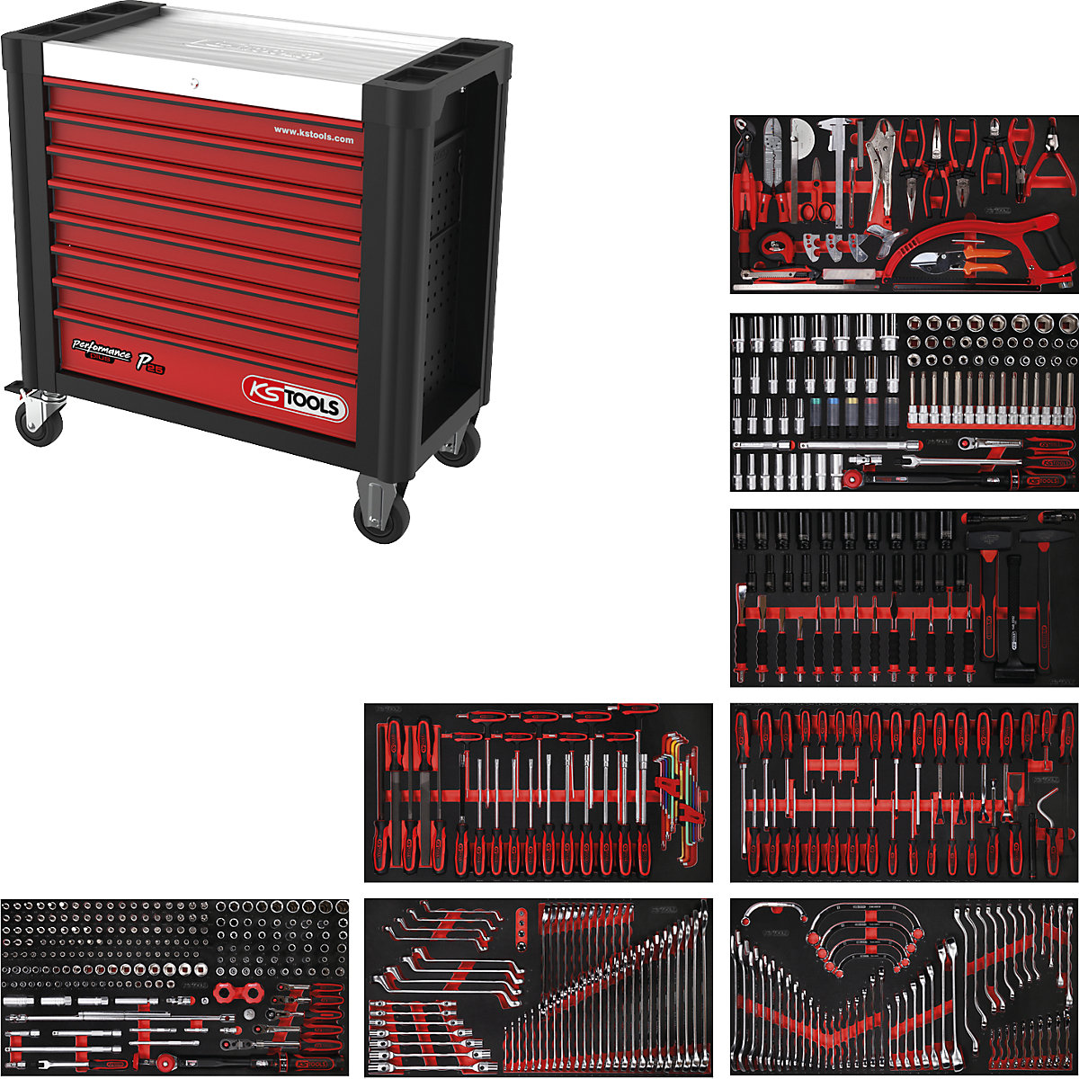 Dielenský vozík PERFORMANCE PLUS s náradím – KS Tools (Zobrazenie produktu 9)-8