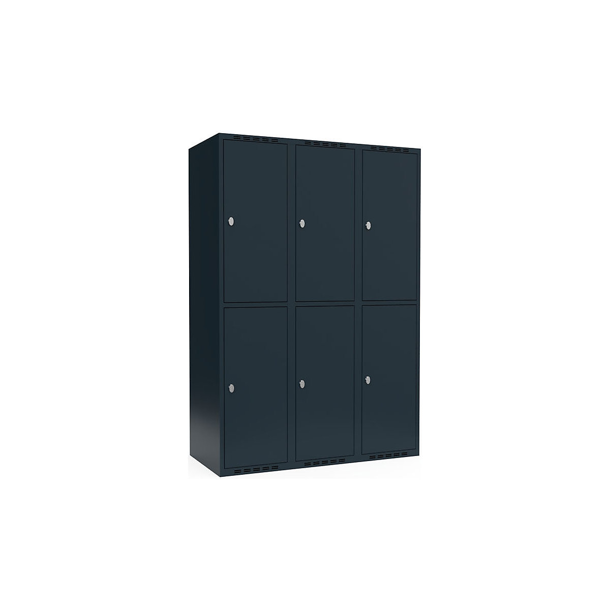 Dvojposchodová úzka skrinka Fydor, 3 boxy, šedá, š 1200 mm, 3 boxy, plochý tvar strechy, visiaci zámok-28