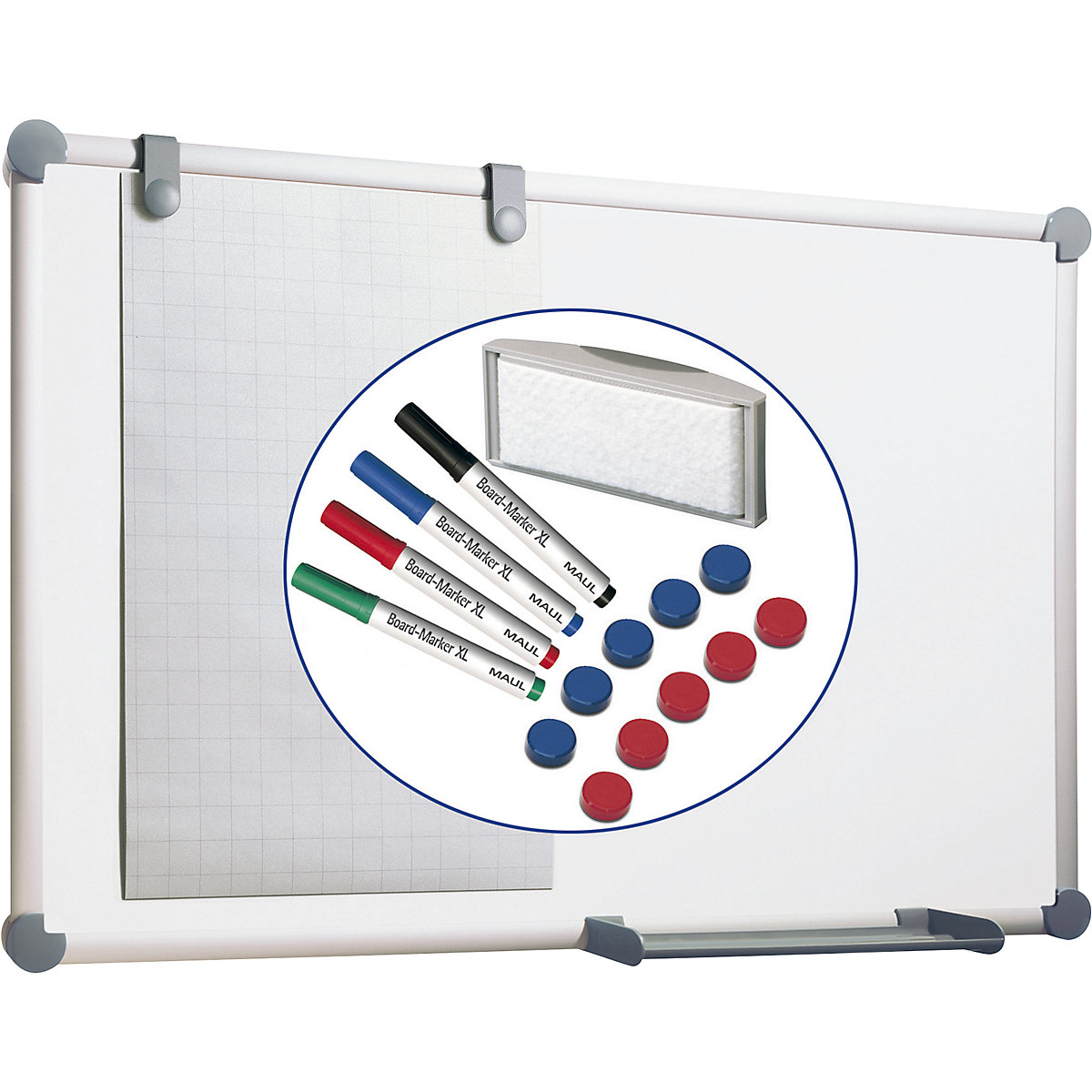 Biela tabuľa – MAUL, kompletná súprava – oceľový plech, s povrchovou úpravou, š x v 1200 x 900 mm-3