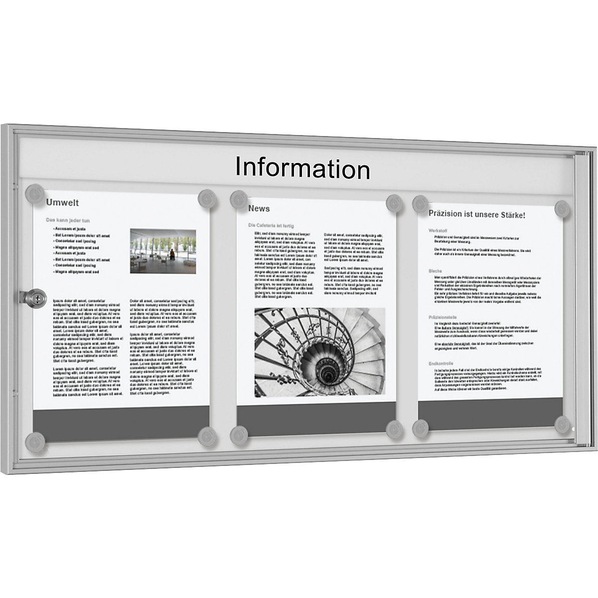 Cenově výhodná informační skříňka, šedobílá