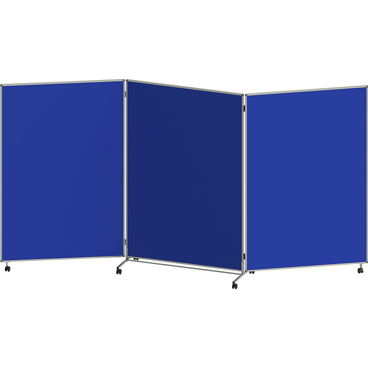 Skládací a mobilní prezentační stěna – eurokraft basic, v x š x h 1905 x 3640 x 500 mm, modrá-3