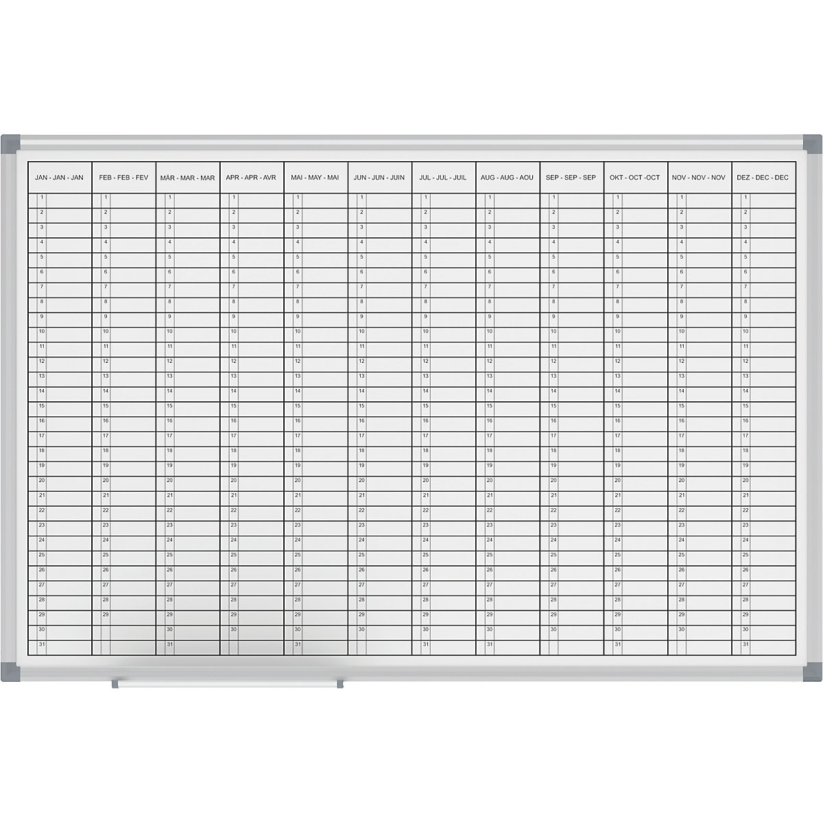 Plánovací tabule – MAUL, roční plánovač, náhled 12 měsíců, šířka 900 mm