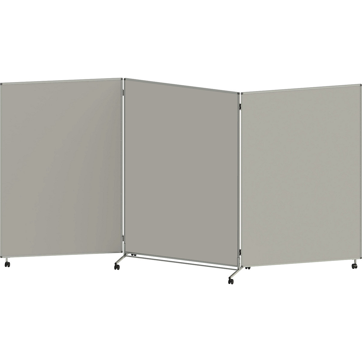 Ścianka do prezentacji, składana i mobilna – eurokraft basic, wys. x szer. x głęb. 1905 x 3640 x 500 mm, jasnoszara-5