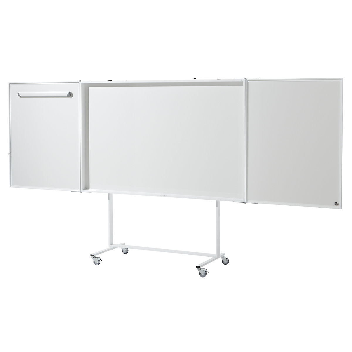 Panou whiteboard rabatabil, set complet, tablă de oțel, emailată, format perete 16 : 10