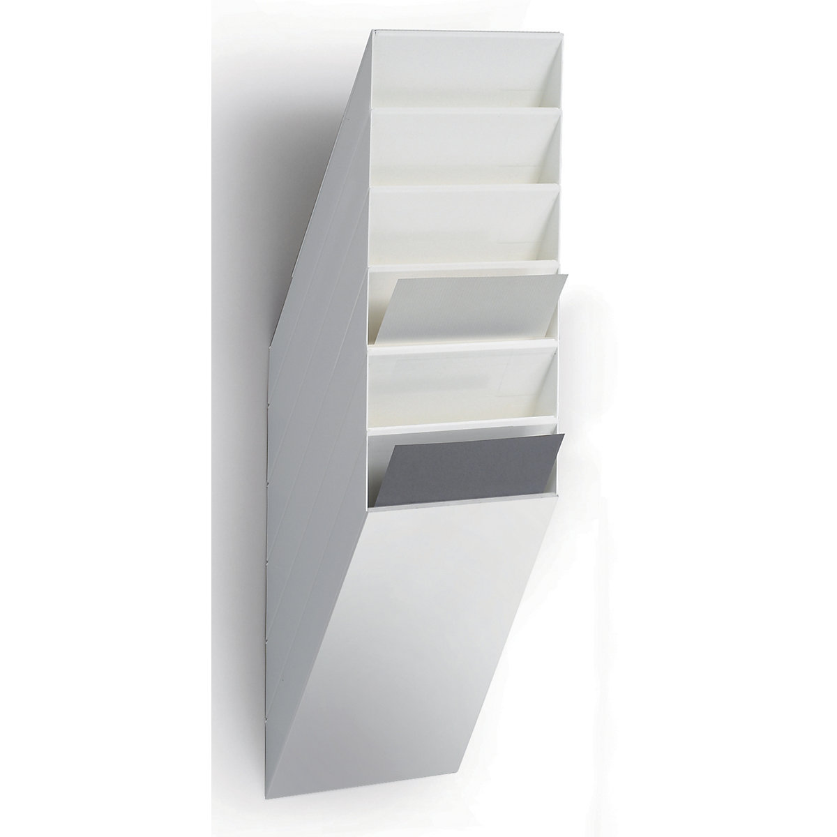 Suport de perete pentru broșuri – DURABLE, format vertical 6 x DIN A4, amb. 2 buc., alb-9